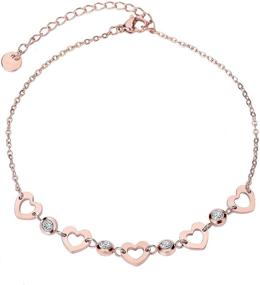 img 4 attached to 🌹 Регулируемые женские браслеты на щиколотку, цвета розового золота - стильные украшения для девушек.