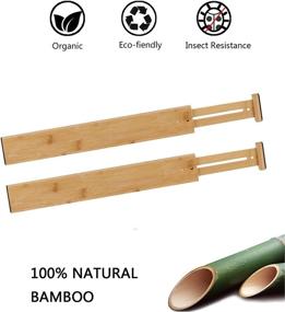 img 3 attached to 🗄️ Efficient Drawer Organization: Pack of 4 Bamboo Drawer Dividers for Kitchen, Dresser, Bathroom, Bedroom, Baby Drawer, Desk and Office - Adjustable and Expandable, Natural Finish (17-22 IN)