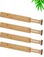 🗄️ efficient drawer organization: pack of 4 bamboo drawer dividers for kitchen, dresser, bathroom, bedroom, baby drawer, desk and office - adjustable and expandable, natural finish (17-22 in) логотип