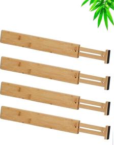 img 4 attached to 🗄️ Efficient Drawer Organization: Pack of 4 Bamboo Drawer Dividers for Kitchen, Dresser, Bathroom, Bedroom, Baby Drawer, Desk and Office - Adjustable and Expandable, Natural Finish (17-22 IN)