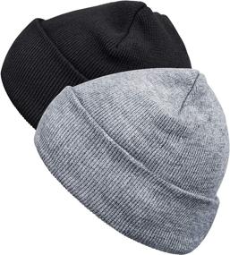 img 4 attached to 🧢 EAONE 2 Pack Winter Beanie - Black & Grey Unisex Knitted Hat for Cold Weather - Stylish & Stretchy Cable Knit Oversized Slouch Cap