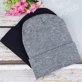 img 1 attached to 🧢 EAONE 2 Pack Winter Beanie - Black & Grey Unisex Knitted Hat for Cold Weather - Stylish & Stretchy Cable Knit Oversized Slouch Cap