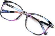 женские очки для блокирования синего света - против усталости глаз, чтения на компьютере, телевизионные очки - стильная квадратная оправа - антибликовое покрытие (+1,50 увеличение) логотип
