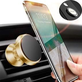 img 3 attached to Phone Ring Holder Finger Kickstand Universal Finger Ring Stand With Magnetic Phone Car Mount Holder Car Air Vent Magnetic Mount Car Phone Holder For Iphone12 IPhone11 Pro Xs Max XR X 8 Etc (Gold)