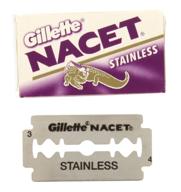 high-quality 50 nacet stainless double edge razor blades for a smooth shave logo