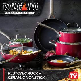 img 2 attached to 14-Piece Red Volcano Textured Ceramic Nonstick Cookware Set - Healthy Pots and Pans Collection