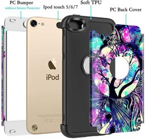 img 3 attached to Чехол Lamcase для iPod Touch 7-го поколения 2019 года, ударопрочный защитный чехол для Apple iPod Touch 7/6/5 - гибридный резиновый чехол с дизайном дерева жизни