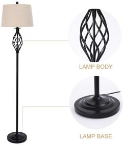 img 1 attached to Maxax Lamp Set 3-Piece: Vintage Metal Base Table & Floor Lamp Bundle, Black Finish for Living Room, Bedroom, Dining Room