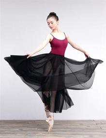 img 1 attached to Daydance Women's Ballet Skirts: Elegant Long Sheer Dance Skirts in Black with Tie Waist