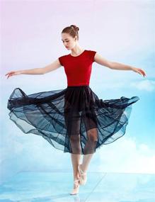 img 3 attached to Daydance Women's Ballet Skirts: Elegant Long Sheer Dance Skirts in Black with Tie Waist