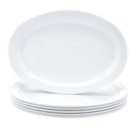 🍽️ amazoncommercial white melamine platter narrow - sturdy and versatile serving tray for catering and events логотип