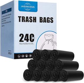 img 4 attached to 🗑️ JASINCESS прочные мусорные пакеты на 4 галлона - маленькие пластиковые пакеты для дома, офиса и кухни (Черные, набор из 240)
