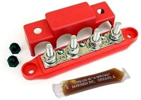 img 1 attached to ⚓️ Bay Marine Supply 4-Post Stainless Steel Busbar with 3/8" Stainless Power Distribution Block - 250A Rating - Red