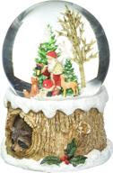 🎅 christmas musical glitter dome with santa and woodland animals on a tree base, including a playful raccoon - 5.75-inch logo
