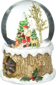 img 2 attached to 🎅 Christmas Musical Glitter Dome with Santa and Woodland Animals on a Tree Base, Including a Playful Raccoon - 5.75-Inch