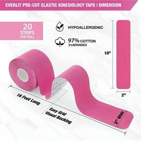 img 3 attached to 🏋️ EVERLIT [Single]: Pre-Cut Elastic Cotton Kinesiology Therapeutic Athletic Sports Tape - Pink (20 Strips, 10" Precut) - Pain Relief & Support