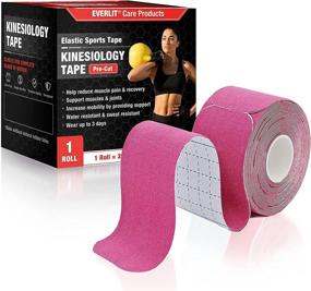 img 4 attached to 🏋️ EVERLIT [Single]: Pre-Cut Elastic Cotton Kinesiology Therapeutic Athletic Sports Tape - Pink (20 Strips, 10" Precut) - Pain Relief & Support