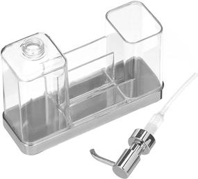 img 1 attached to 🧼 Efficient mDesign Clear/Chrome Kitchen Sink Liquid Dish Soap Dispenser with Caddy for Sponge and Brush Storage