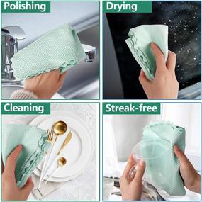 img 2 attached to 5 Pack Green Microfiber Glass Cleaning Cloths - UMANI Fish Scale Design, Lint-Free, Streak-Free, Reusable Washcloths for Windows, Cars, Mirrors, Stainless Steel - Polishing & Drying Towels, Size: 12x16 inches