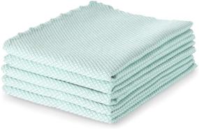 img 4 attached to 5 Pack Green Microfiber Glass Cleaning Cloths - UMANI Fish Scale Design, Lint-Free, Streak-Free, Reusable Washcloths for Windows, Cars, Mirrors, Stainless Steel - Polishing & Drying Towels, Size: 12x16 inches