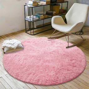 img 4 attached to 🏰 YOH Fluffy Soft Round Area Rugs: Princess Castle Plush Shaggy Carpet for Girls Room and Teen's Bedroom