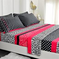 🛏️ american home collection 6 piece bed sheet set: super soft brushed microfiber, deep pocket, wrinkle resistant - hypoallergenic, queen size, multi cheetah-dot-paisley logo