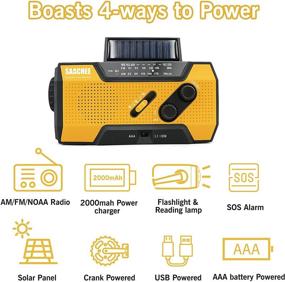 img 3 attached to 📻 Солнечное радио Saachee: портативное радио с ручным приводом, NOAA погодой, AM/FM, USB-зарядкой, светодиодным фонариком, настольной лампой, банком питания и SOS-сиреной/мигающей.