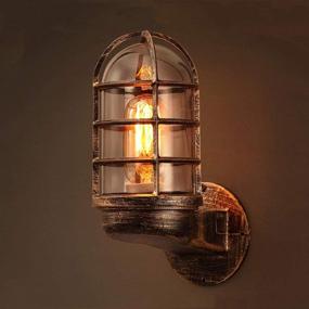 img 1 attached to 🏭 Industrial Vintage Metal Wrought Iron Reversible Kitchen Wall Sconce with Wire Guard - Rustic Antique Wall Light Fixture 428546 in NIUYAO Nautical Style