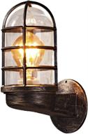 🏭 industrial vintage metal wrought iron reversible kitchen wall sconce with wire guard - rustic antique wall light fixture 428546 in niuyao nautical style логотип