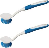 🧼 2-pack round scrub brush with long handle for efficient cleaning of kitchen dishes, pots, pans, sinks, and bathrooms logo