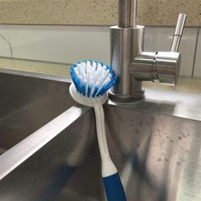 img 1 attached to 🧼 2-Pack Round Scrub Brush with Long Handle for Efficient Cleaning of Kitchen Dishes, Pots, Pans, Sinks, and Bathrooms