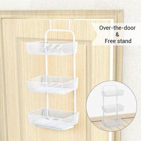 img 2 attached to 📦 NEX 3-Tier Mesh Over the Door Organizer - Hanging Storage Unit with Basket Organizer (White)