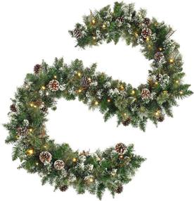 img 4 attached to 🎄 OasisCraft 9 FT Prelit Christmas Garland with Pine Cones: Snowy Pine, LED Lights, Timer - Indoor/Outdoor Xmas Decor