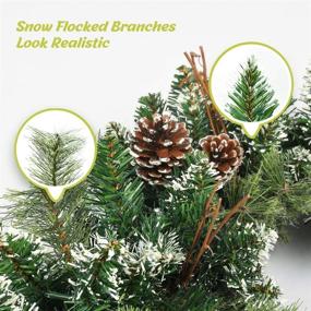 img 2 attached to 🎄 OasisCraft 9 FT Prelit Christmas Garland with Pine Cones: Snowy Pine, LED Lights, Timer - Indoor/Outdoor Xmas Decor