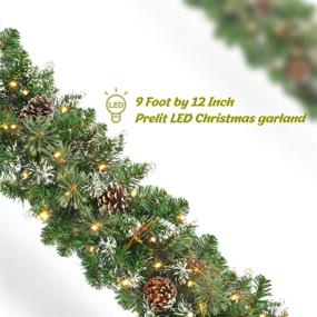 img 3 attached to 🎄 OasisCraft 9 FT Prelit Christmas Garland with Pine Cones: Snowy Pine, LED Lights, Timer - Indoor/Outdoor Xmas Decor