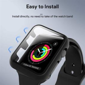img 1 attached to 📱 Ультратонкий корпус HATOSHI из двух штук с защитным закаленным стеклом для Apple Watch 40 мм серии 6, 5, 4, SE - полная защита в черном цвете