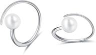 💎 sterling silver pearl hoop earrings by yafeini - pull through spiral earrings for women, small hoop earrings logo