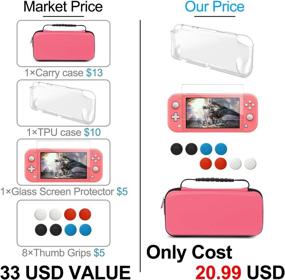 img 3 attached to 🎮 Nintendo Switch Lite Carrying Case with TPU Case Cover, Screen Protector & Game Card Slots - 4 in 1 Accessories Kit for Travel - Portable Carrier Bag for Switch Lite 2019