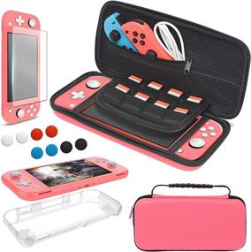 img 4 attached to 🎮 Nintendo Switch Lite Carrying Case with TPU Case Cover, Screen Protector & Game Card Slots - 4 in 1 Accessories Kit for Travel - Portable Carrier Bag for Switch Lite 2019