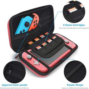 img 2 attached to 🎮 Nintendo Switch Lite Carrying Case with TPU Case Cover, Screen Protector & Game Card Slots - 4 in 1 Accessories Kit for Travel - Portable Carrier Bag for Switch Lite 2019