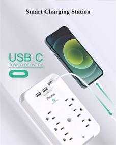 img 2 attached to 💡 Удобный многоконтактный сетевой фильтр с USB-портами и ночным светом - идеально подходит для дома, общежития, офиса - 490Дж