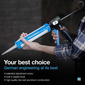 img 2 attached to 🔫 Professional Caulking Gun with Adjustable 24:1 or 12:1 Thrust Ratio, Premium Sealant & Adhesive Cartridge Gun, Drip-free Silicone Gun in Blue – Ideal for 10oz Tubes