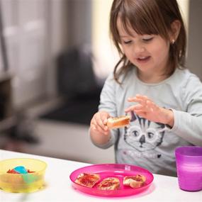 img 2 attached to 🦛 Durable and Safe Cuddly Hippo Kids Plastic Dinnerware Set - 6 Multi Color Plates, BPA-Free, Dishwasher/Microwave Safe