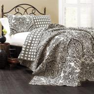 🛏️ lush decor aubree quilt paisley damask print reversible 3 piece lightweight bedding set, king size, black and white logo