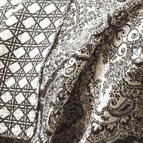 img 2 attached to 🛏️ Lush Decor Aubree Quilt Paisley Damask Print Reversible 3 Piece Lightweight Bedding Set, King Size, Black and White