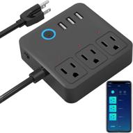 🔌 wifi smart power strip with alexa and google home compatibility, surge protector with 3 usb ports and 3 ac outlets, multi-plug extender for home office, travel, and cruise ships - 10a charging capacity логотип