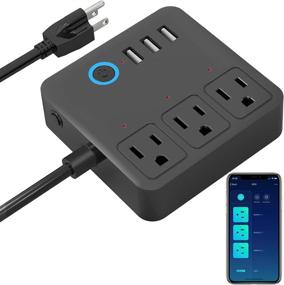 img 4 attached to 🔌 WiFi Smart Power Strip with Alexa and Google Home Compatibility, Surge Protector with 3 USB Ports and 3 AC Outlets, Multi-Plug Extender for Home Office, Travel, and Cruise Ships - 10A Charging Capacity