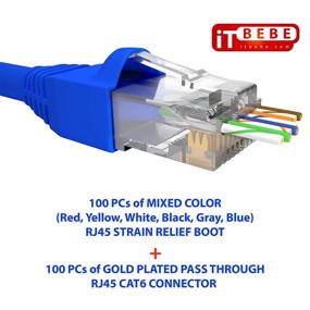 img 1 attached to 🔌 ITBEBE 100/100 прозрачные RJ45 разъемы Cat6 с комплектом защитных заглушек от перегрузки для кабелей 24 AWG и смешанного цвета кабелей Cat6 - оптимальное соединение