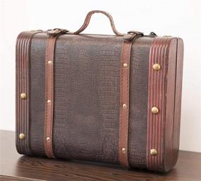 img 2 attached to 🧳 Vintiquewise(TM) Wooden Leather Decorative Suitcase