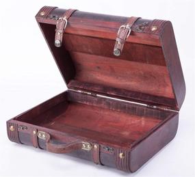 img 1 attached to 🧳 Vintiquewise(TM) Wooden Leather Decorative Suitcase